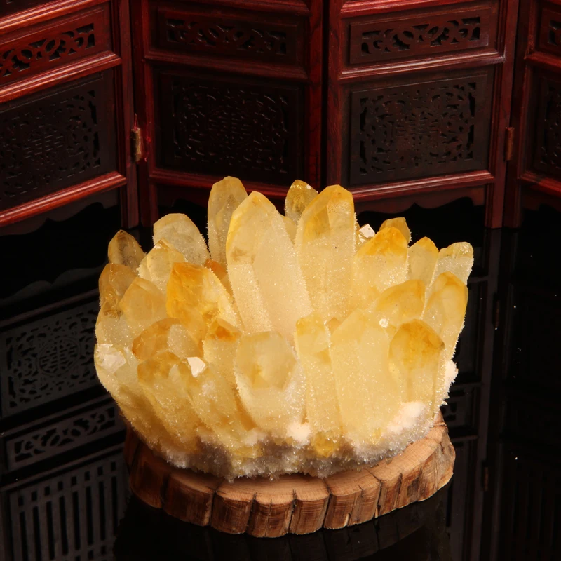 

1PC Big Size Natural Citrine Quartz Geode Druzy Topaz Crystal Cluster Healing Specimen Home Decoration DIY Crafts Fengshui