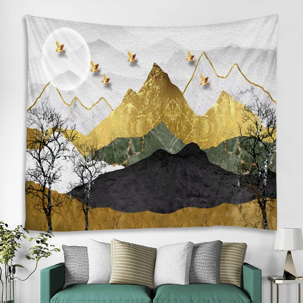 

Sun Moon River Mountain Japanese style tapestry background tapestry decoration tapestry digital printing can be customized