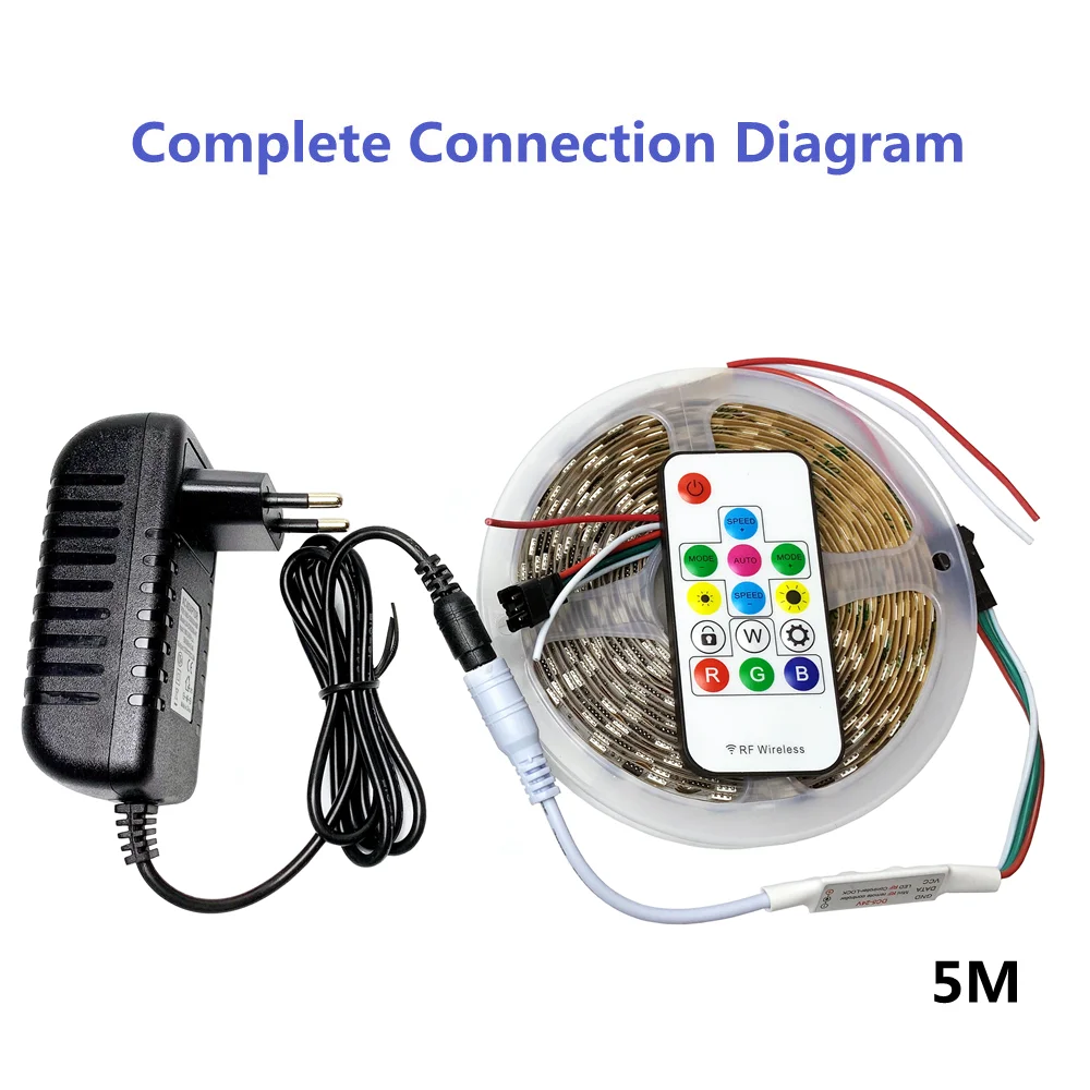 Светодиодные ленты WS2811 гибкая лента с диодами RGB цвета мечты 5 м 10 адаптером 12 В