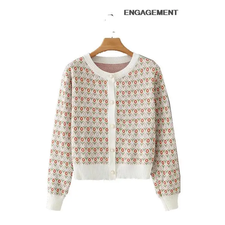 

ENGAGEMENT za 2021 female Korean fashion jacquard knitted cardigan autumn winter women loose short sweater coat