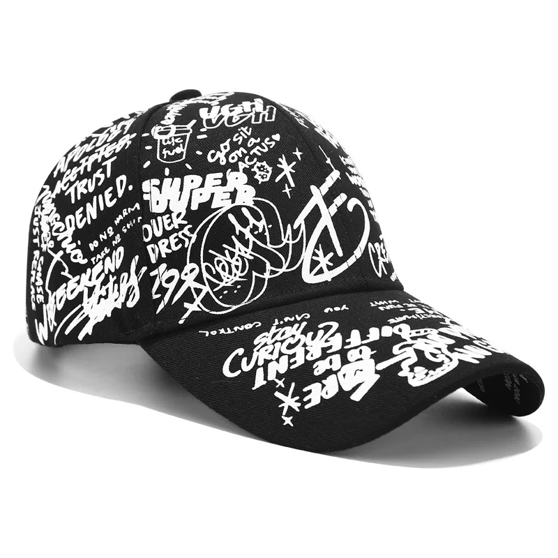 Street Personality Graffiti Sunscreen Baseball Caps Hole Adjustable Hip Hop Hat Soft Top Unisex Women Man Sun Hats