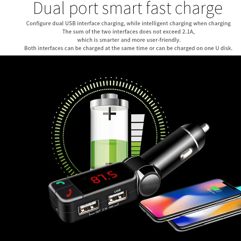 Fm-передатчик Bluetooth автомобильный комплект fm-передатчик громкая связь Aux mp3-плеер