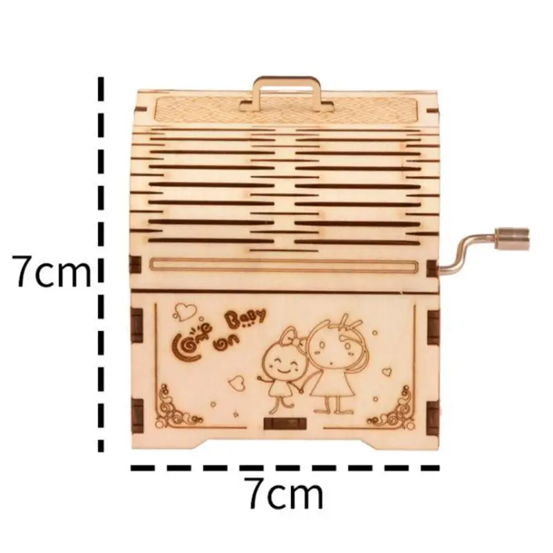 

1 Set DIY Hand Crank Music Box 3D Wooden Model Adults Kids Self Assembly Wood Craft Kit Toys