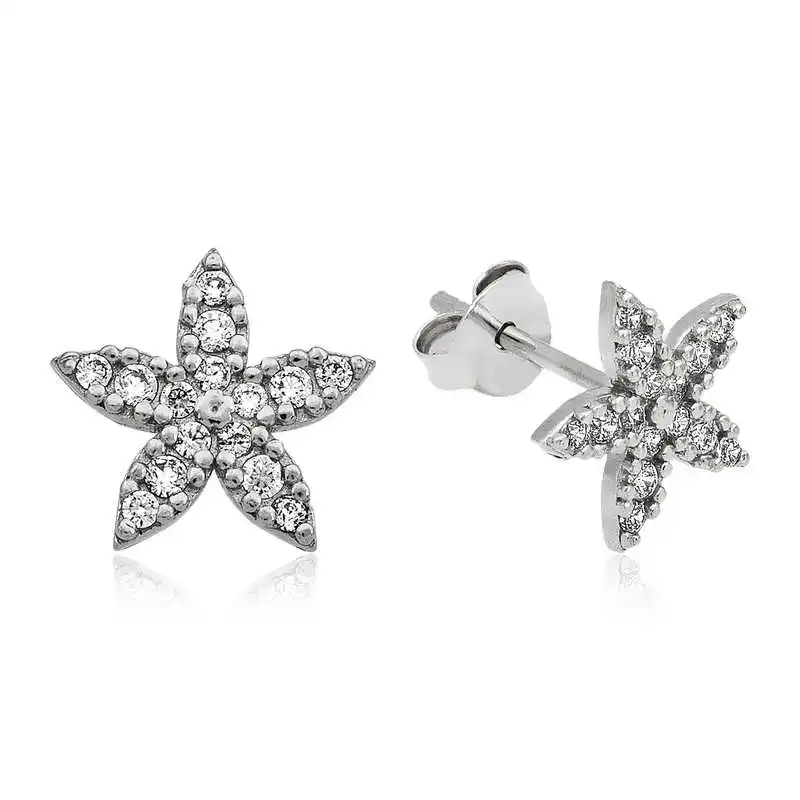 

Silverlina Silver Flower Studded Earrings