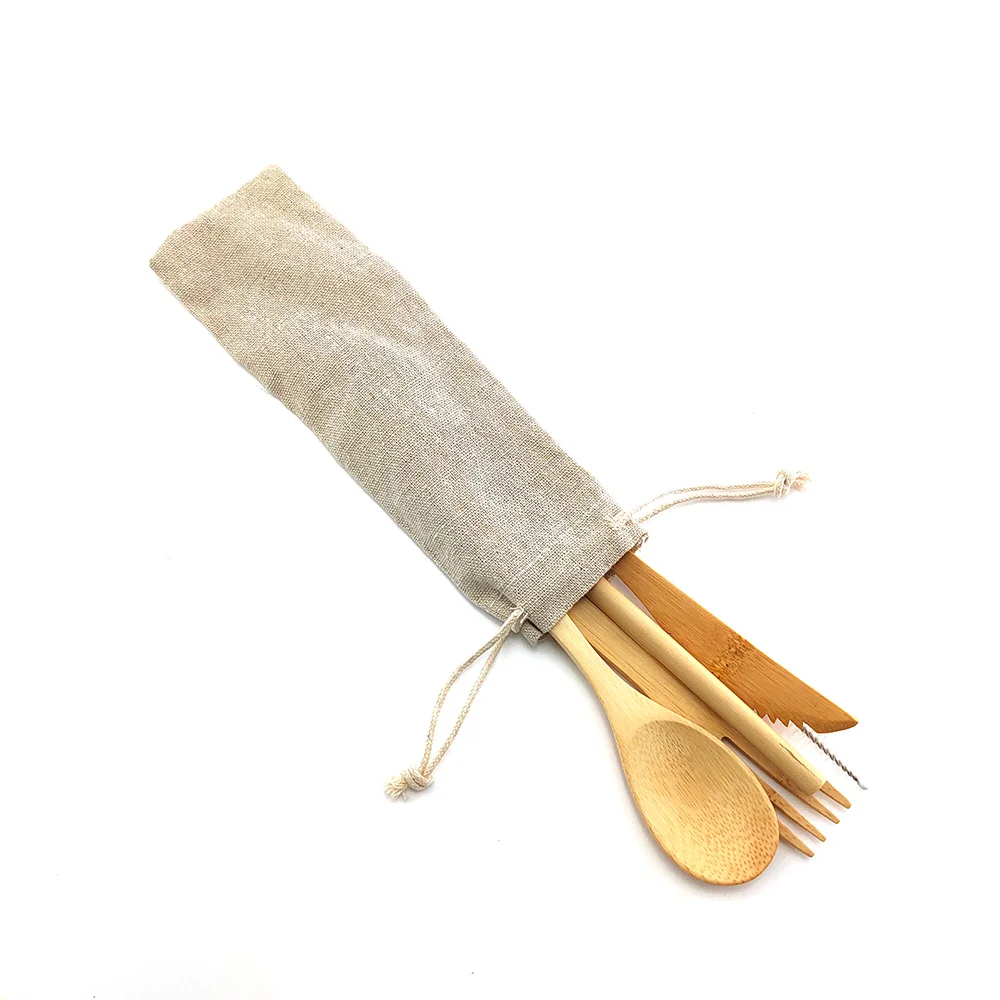 Набор бамбуковых столовых приборов Бамбуковая посуда 6 шт. многоразовый дорожная