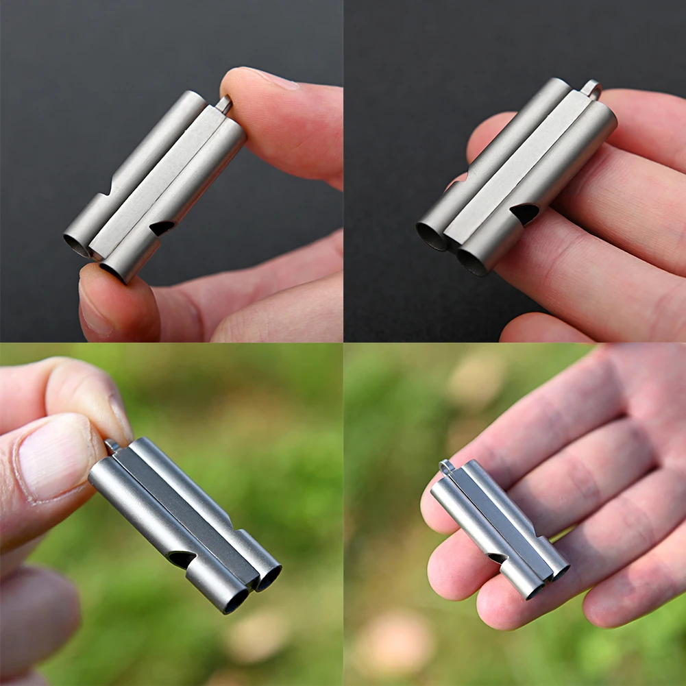 

Pure Titanium Survival Whistle Outdoor Camping Hiking High Frequency Whistle With Cord Outdoor Survival Tools