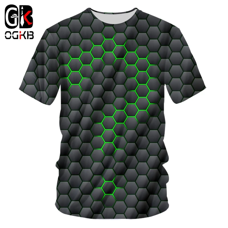 

OGKB New Three-dimensional Vortex Square T-shirt Men's Summer 3D Printing Casual 3D T-shirt Tops Oversized 7XL