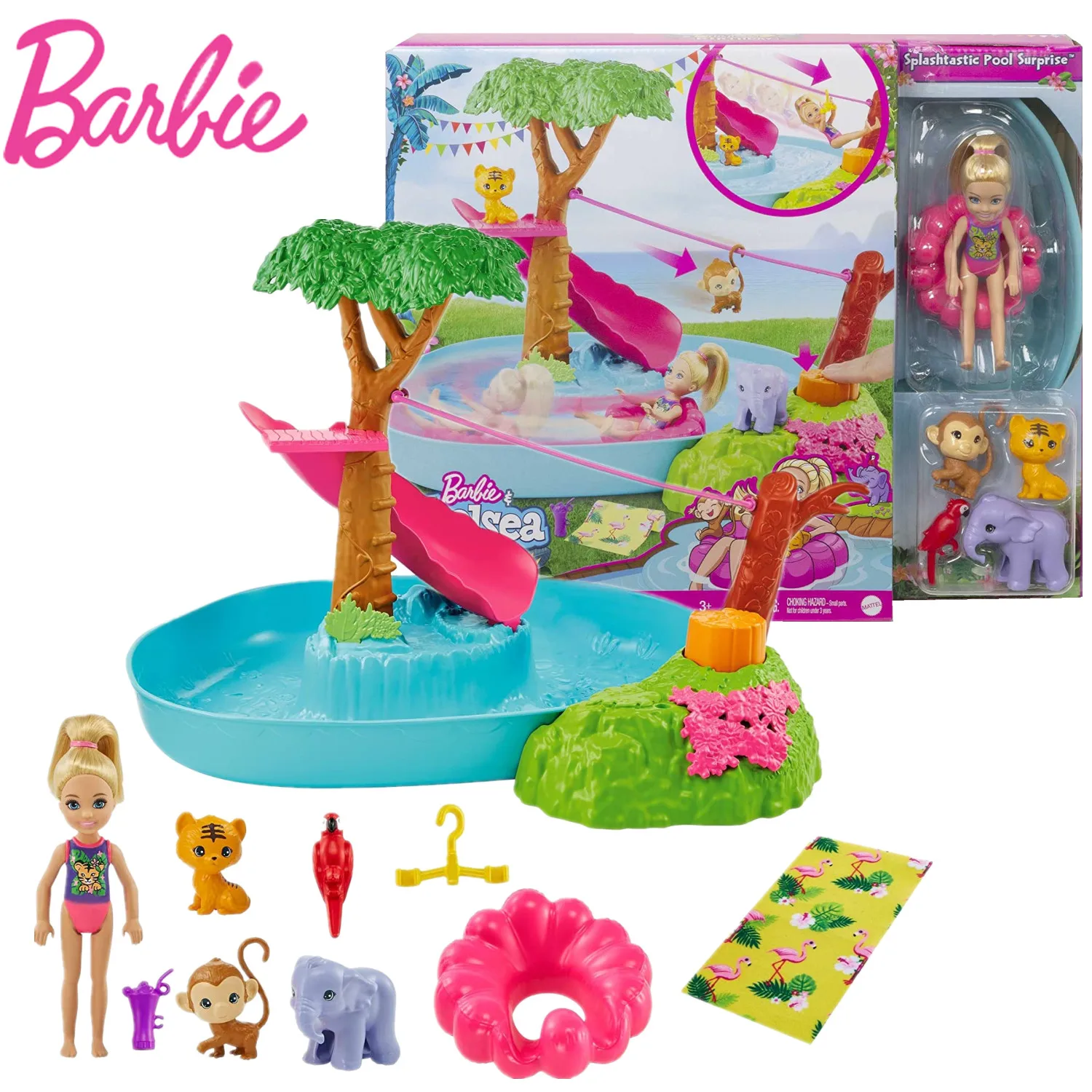 

Barbie Chelsea Doll The Lost Birthday Barbie and Chelsea Pool Party Playset Play House Dolls Scene Set Toy for Girl Gift GTM85