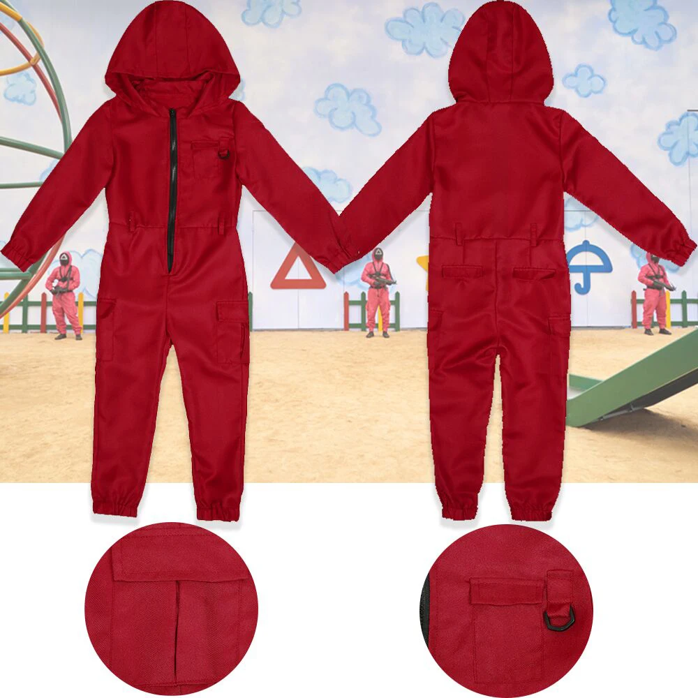 

ТВ кальмар игра Красный комбинезон Косплей Костюм Хэллоуин вечерние НКА дети мальчики девочки Корейская Драма