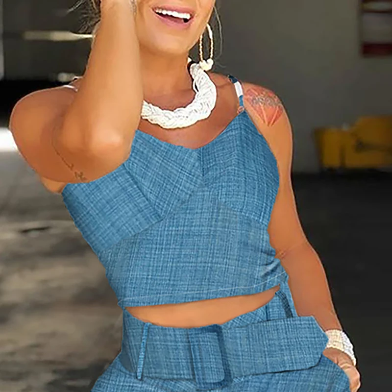 Однотонный топ на бретельках и шорты Женский комплект из двух предметов летняя