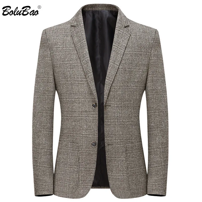 

BOLUBAO 2021 New Business Plaid Blazer Men Fashion Brand Men High Quality Suit Jacket British Style Casual Blazers Male Clothing
