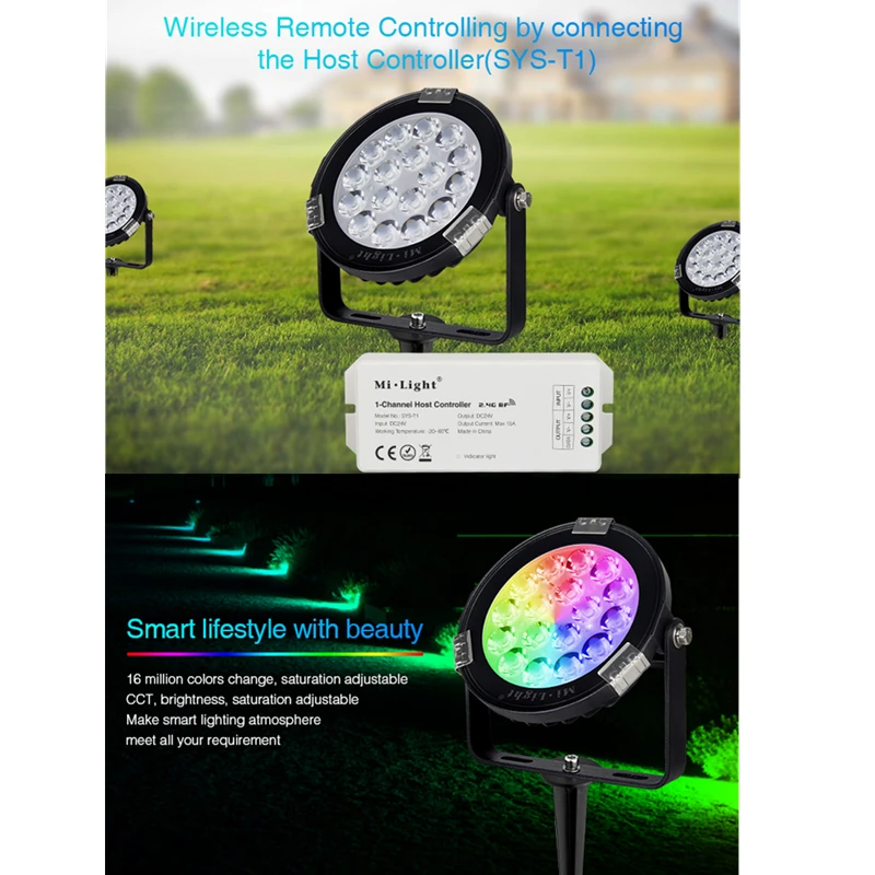 Miboxer SYS-RC1 9 Вт 15 RGB CCT светодиодный садовый светильник 24 В постоянного тока IP65