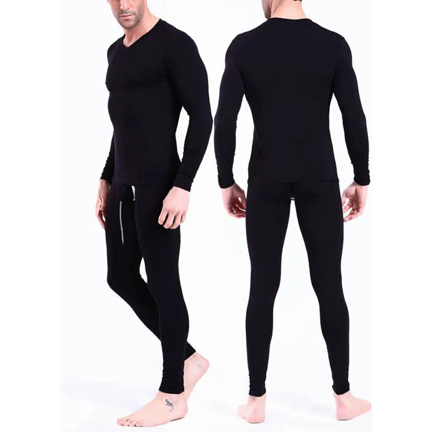 Мужское нижнее белье комплект с футболкой длинным v-образным вырезом термобелье