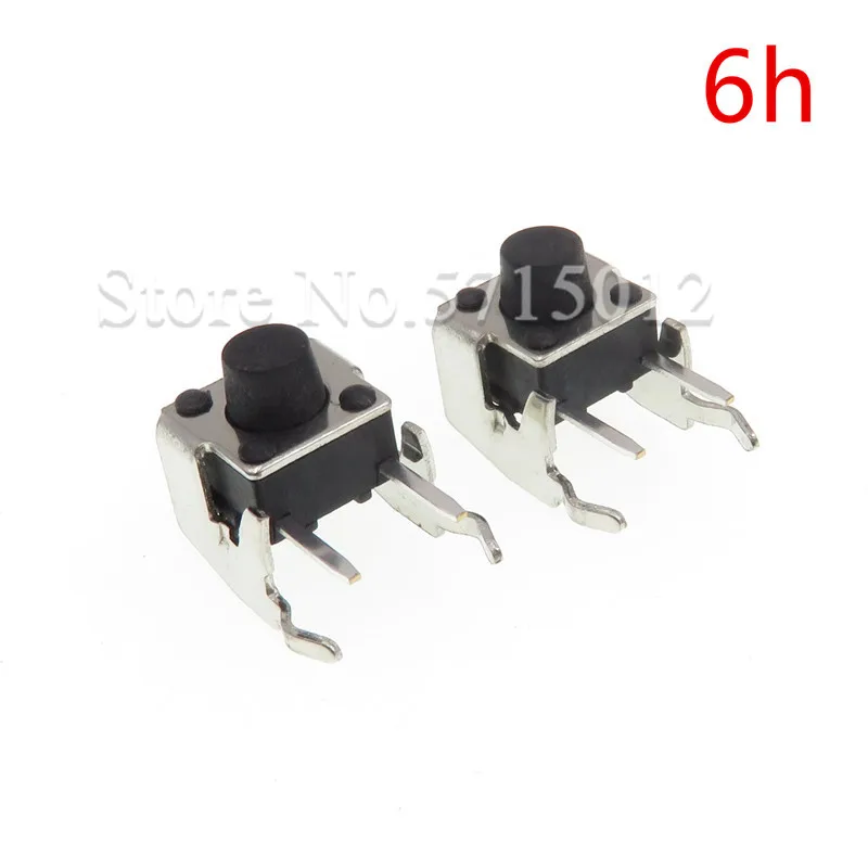 

100pcs/lot 6*6*6mm Tact Switch 2pin with Bracket Tactile Push Button Switches Right Angle With Stent Micro Switch