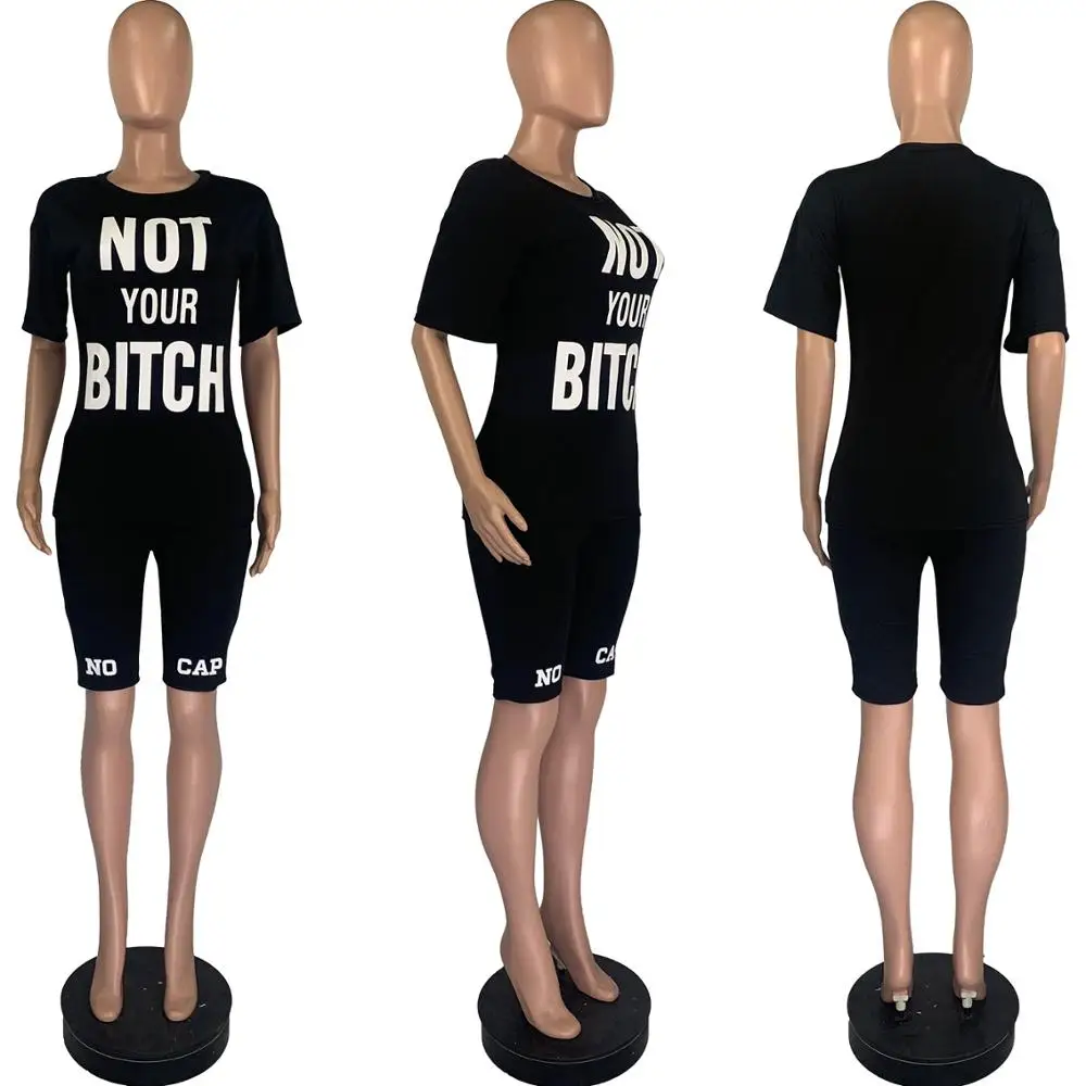 

New casual solid print sport two piece set fashion loose o-neck short sleeve T-shirt and shorts women's set