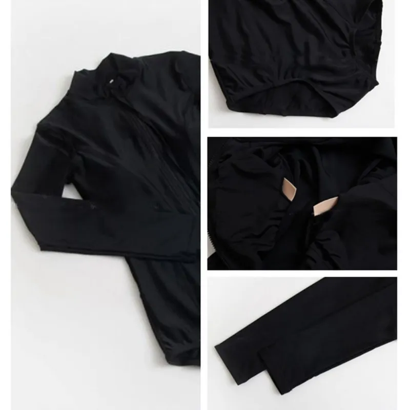 

Women Sexy ZipperOne Piece Long Sleeved Swimsuit Solid Swimwear Bodysuit Push Up Monokini Bathing Suit Summer Beachwear