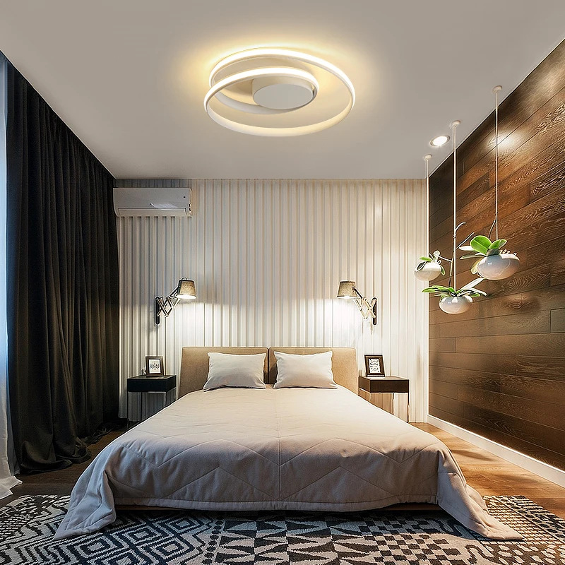 Modern minimalist art ceiling lamp Nordic creative personality LED living room bedroom dining round black / white lighting | Лампы и