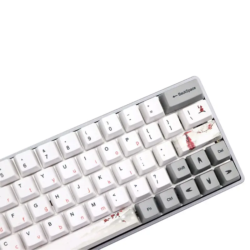 

Ink Plum Dye-Sublimation Keyboard Cute Keycaps PBT OEM Profile Keycap For GH60