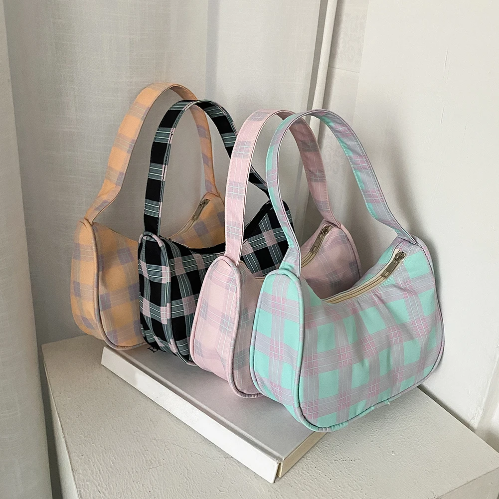 

Женские винтажные плечевые сумки в клетку с принтом, Новые повседневные нейлоновые дамские маленькие сумочки с ручками, Женские повседневн...