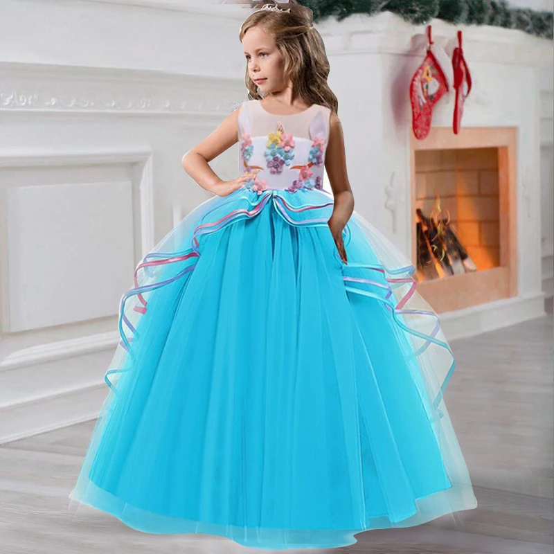 Style 3 Blue Элегантное вечернее платье для девочек на свадьбу длинные платья для выпускного вечера для детей, праздничные платья принцессы с v-образным вырезом на спине для девочек возрастом от От 6 до 14 лет - Цвет: Style 3 Blue