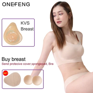 ONEFENG KVS дышащая Массажная точка спиральная форма рака груди силиконовая протез в форме груди для мастэктомии женщин