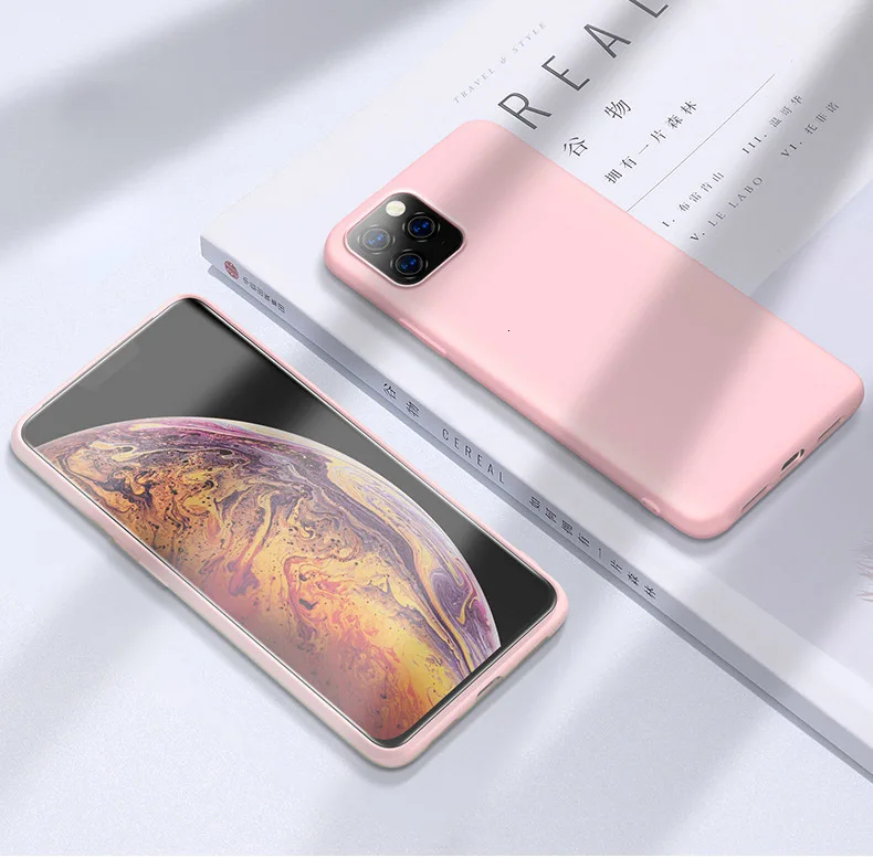 100 шт. жидкие силиконовые чехлы для Apple iPhone 11 Pro XS Max XR X 8 Plus 7 6 6S Мягкий тонкий чехол для телефона карамельный цвет задняя крышка