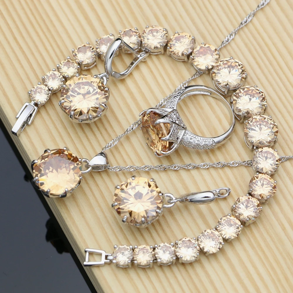 Набор ювелирных изделий цвета шампанского с кубическим цирконием ювелирные