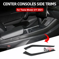 central control side trim for tesla model 3 y 2021 2022 modified strips carbon fiber interior cover car decorative accessories