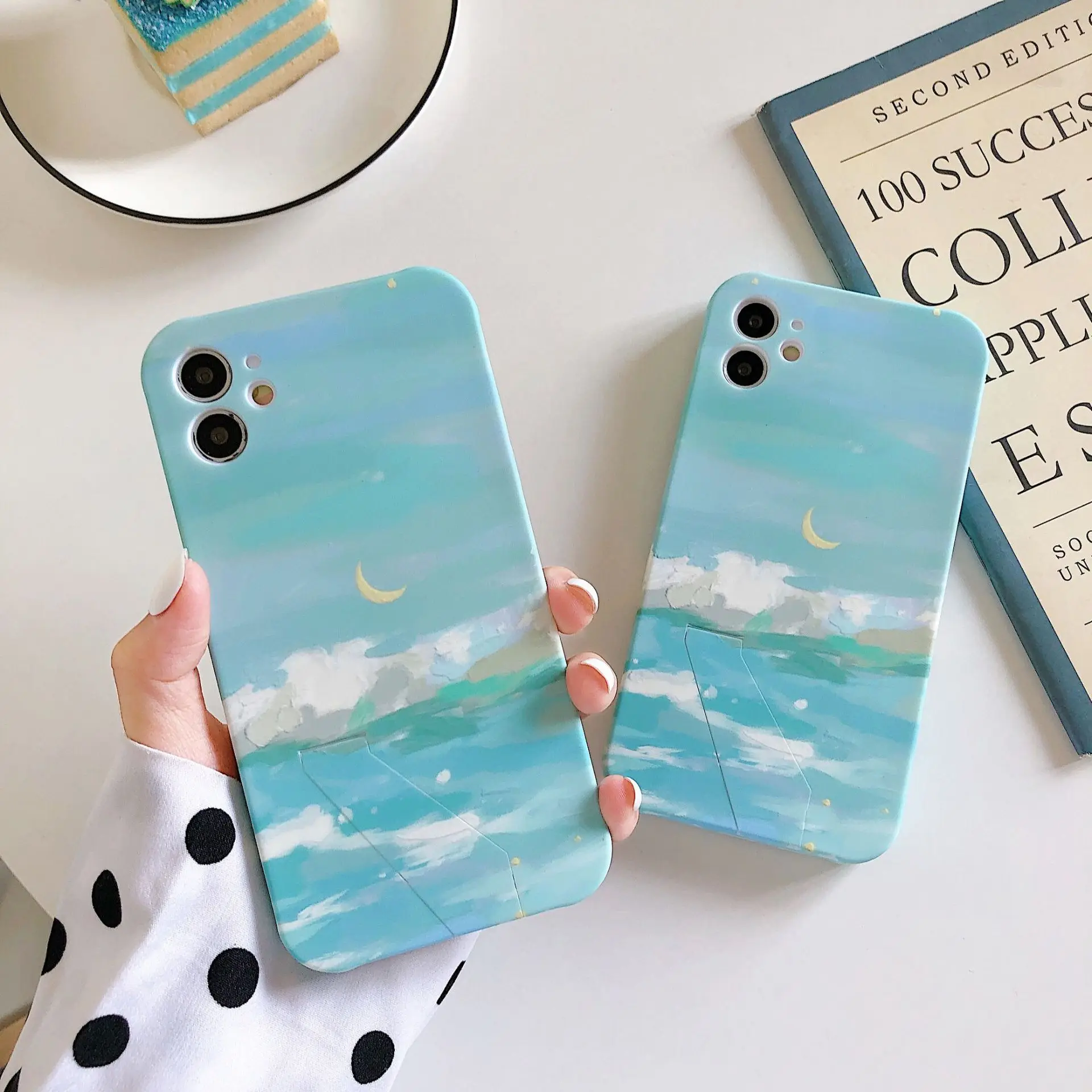 

Retro Art Oil Painting Landscape Phone Case For iPhone 11 Pro Max Xr X Xs Max 7 8 Puls SE 2020 Cases Hidden bracket Soft Cover