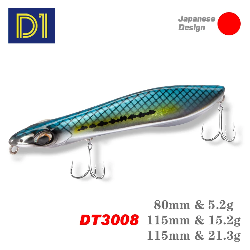 

D1 Popper & Pencil Fishing Lures 80mm 115mm Floating Sinking Decoy Hard Baits Long Casting Bass Pike Wobblers Tackle