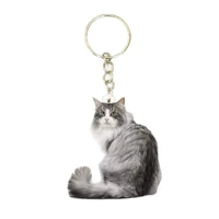 norwegian forest cat acrylic keyring animal charms keychain men chain ring boyfriend gift gifts for women key accessories cute