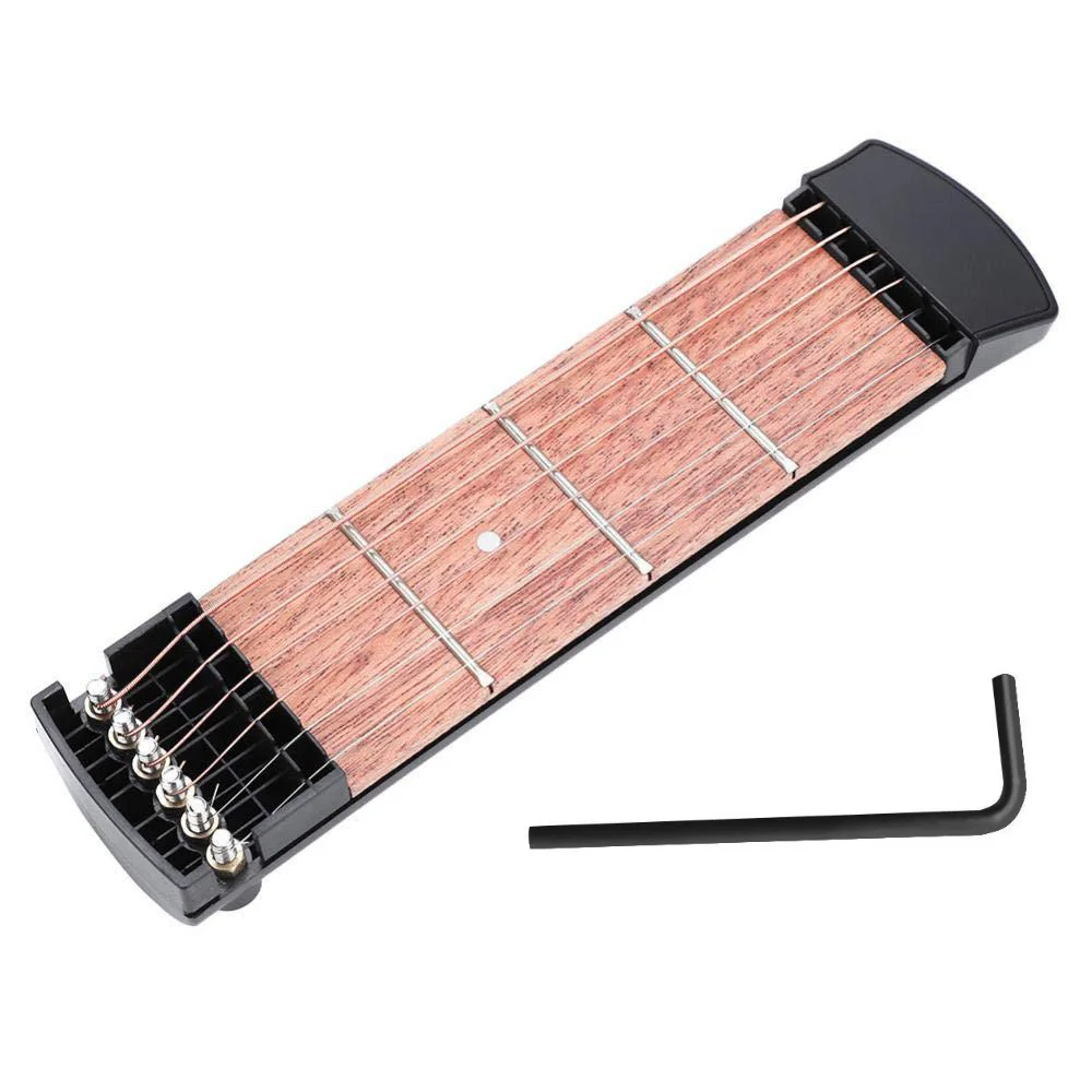 6 String 4 Fret Model Portable Pocket Guitar Neck Chord Trainer Practice Tool for Beginner Black | Спорт и развлечения