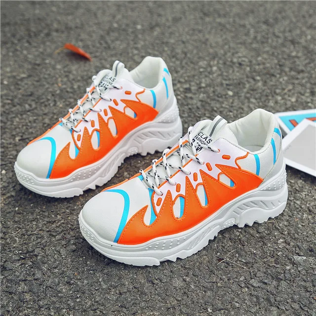Orange D Sooneeya/женские кроссовки; обувь на плоской подошве; Zapatillas Deportivas Mujer; женская обувь на толстой мягкой подошве; обувь для бега, увеличивающая рост; Цвет Черный; zapatos mujer - Цвет: Orange D