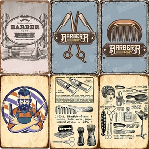 Вырезы карнизы, табличка, винтажная металлическая жестяная вывеска, бар, бар, барбершоп, Декор, стрижка, уход за волосами, услуги, настенные художественные наклейки, лучший подарок N327