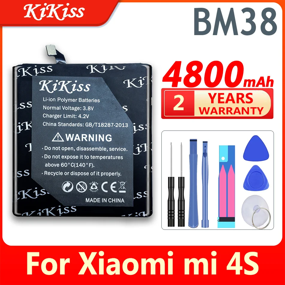 

Аккумулятор KiKiss BM38 на 4800 мА · ч для Xiaomi Mi 4S M4S Mi4S аккумулятор BM 38 BM-38 BM38 для Xiaomi mi 4S батареи + Бесплатные инструменты