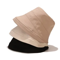 spring autumn korean womens bucket cap japanese fashion leisure solid cotton breathable sunshade hat foldable fisherman hat