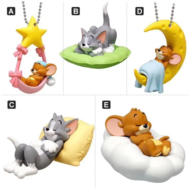 

Tom Cat Toy Jerry Mouse Sleeping Keychain 5 Piece Set Handmade Birthday Cake Decoration Child Toy Birthday Gift
