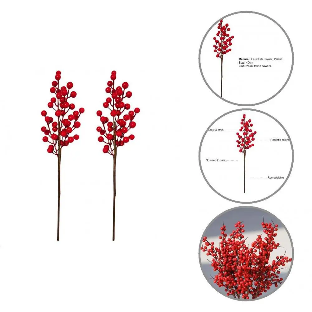 

2Pcs Weather Resistant Special Fadeless Beautiful Garlands Christmas Berries Branch Christmas Berries Branch for Office