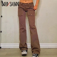 bold shade solid grunge straight jeans fairy grunge fashion low waist denim pants pockets vintage skinny casual pants fall 2021