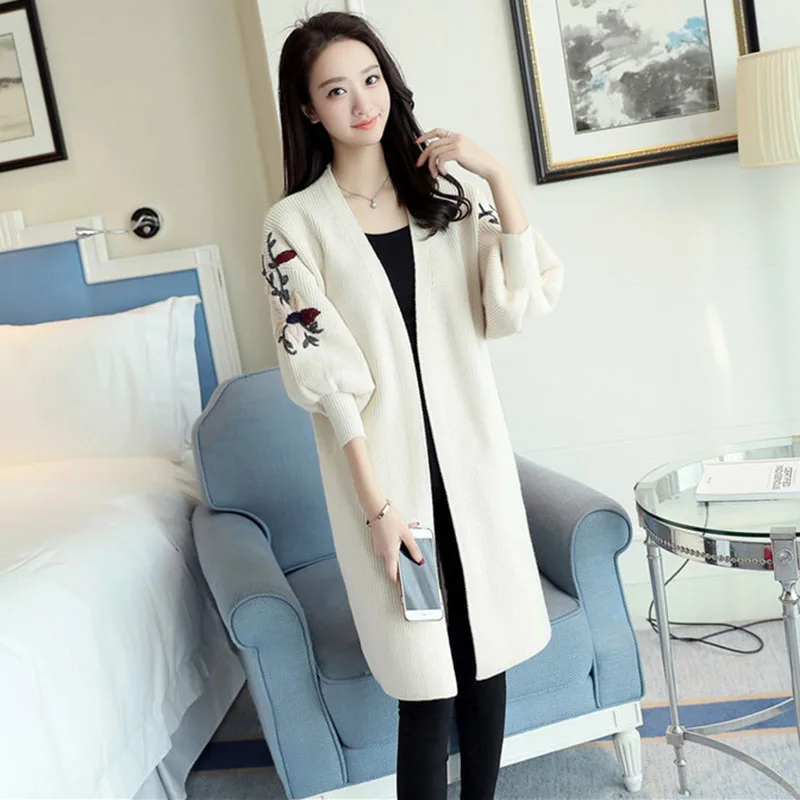 Women Long Sweater Cardigan Fashion Autumn Winter Sleeve Loose Thick Knitted Womens Sweaters Coats Pull OK177 |