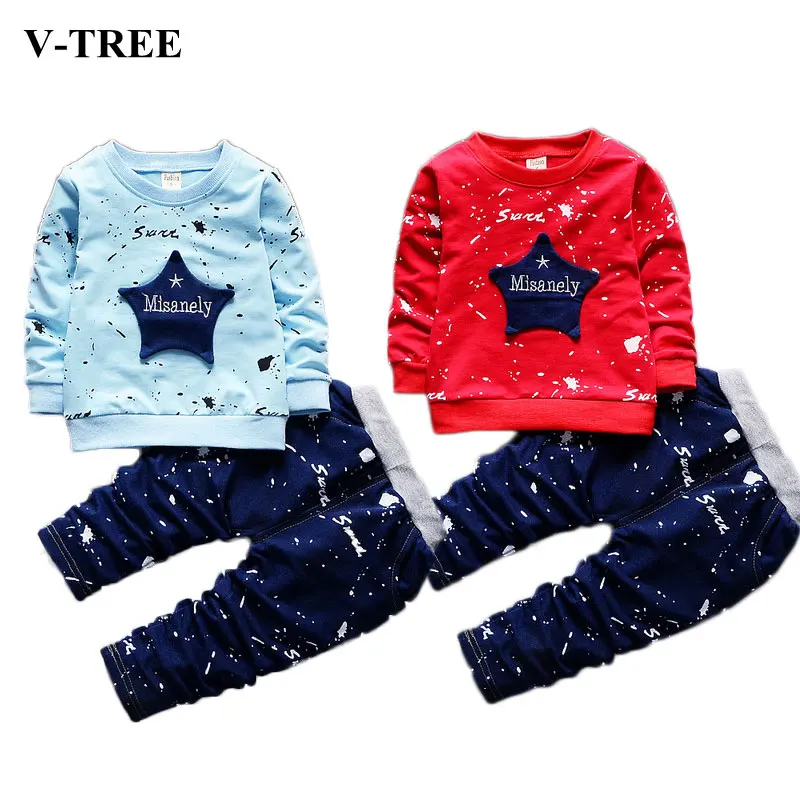 

1-3 Years Baby Clothing Sets Star T-shrits+pants 2pcs Kids Clothes Sets Autumn Children Sports Suits Toddler Costume