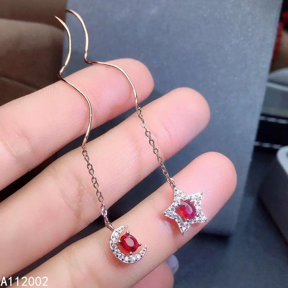 

KJJEAXCMY fine jewelry natural Ruby 925 sterling silver women gemstone earrings support test popular