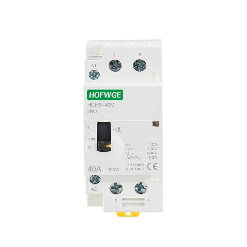 HCH8-40M 2P 63a 40A 220 В Din-рейка бытовой модульный контактор переменного тока с ручным