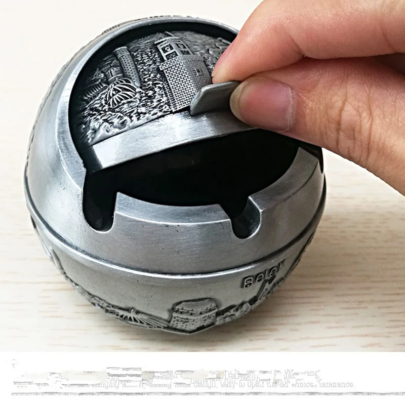 

Retro Ashtray With Cover, Windproof, Living Room, Household Nostalgic Ornaments, Creative Personality, Zinc Alloy