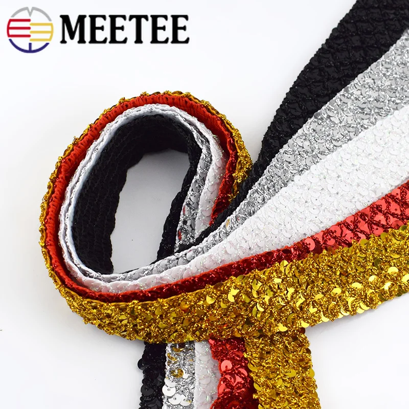 Ленты кружевные с блестками золотистые/серебристые 34 мм 5/25 м|Кружево| |