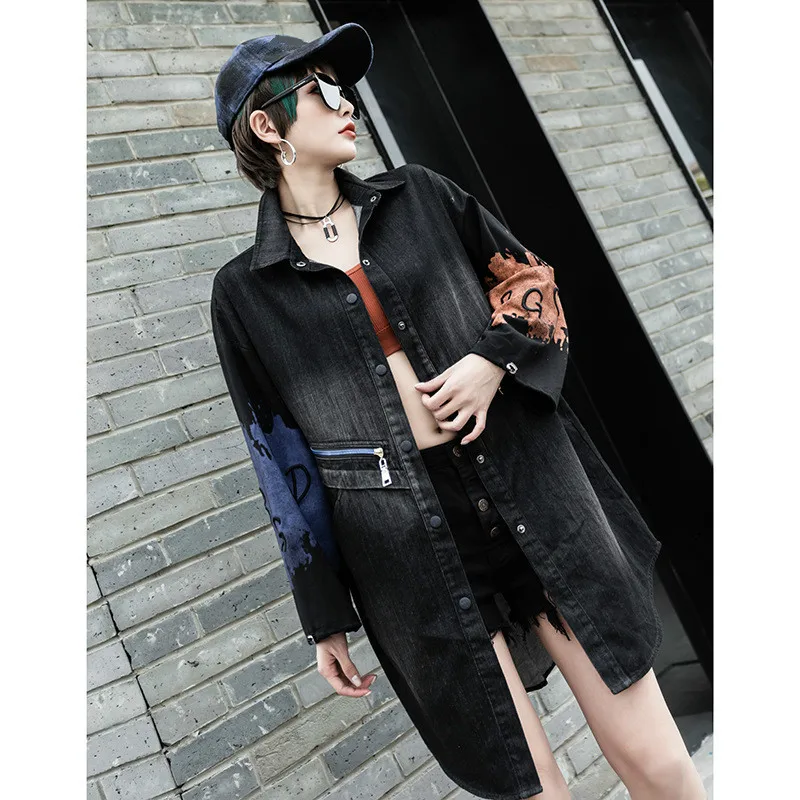 

Max LuLu Autumn Fashion European Ladies Designer Printed Clothing Denim Vintage Trench Coats Womens Long Windbreakers Plus Size