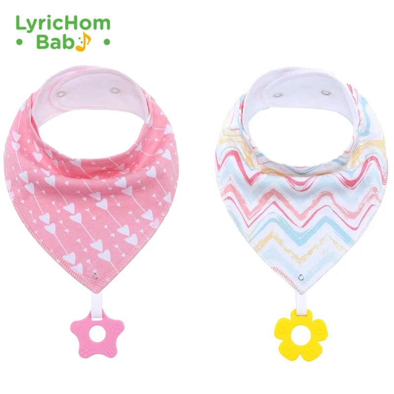 

LyricHom Baby Soft Absorbent Cotton Bibs Triangle Baby Bibs Drool Bibs Teething Toys Set Toddler Baby Feeding Bibs Saliva Towel