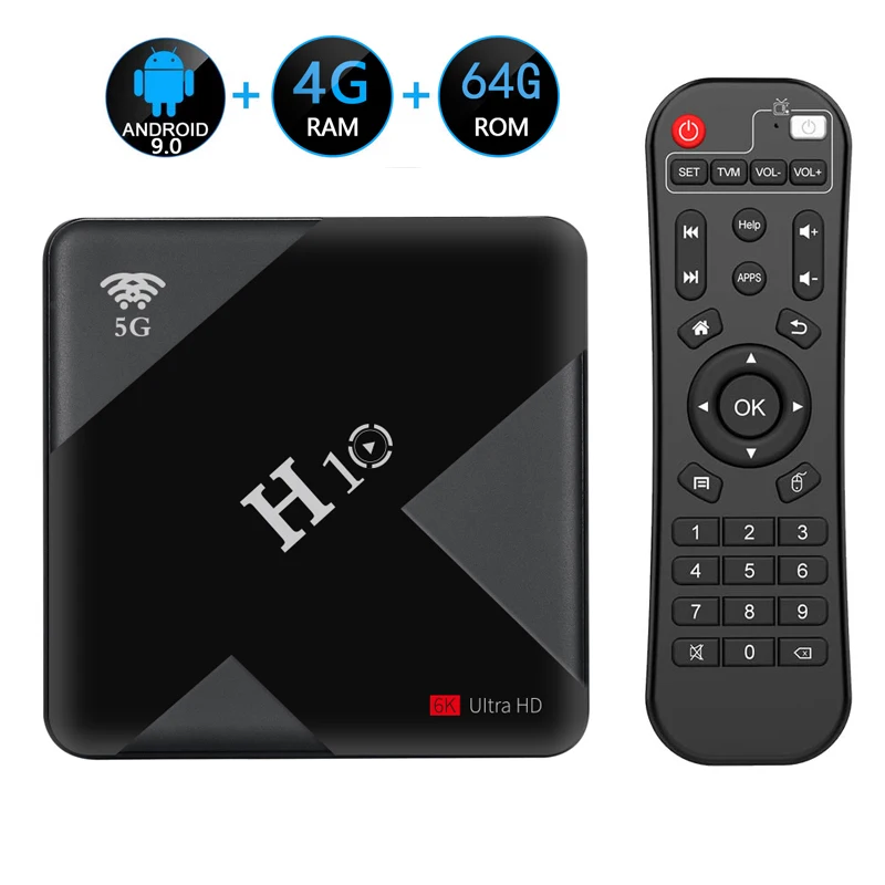 H10 Android 9 0 Smart tv Box 4G 64G 2 4 & 5GHz двойной WiFi Allwinner H6 четырехъядерный USB 6K Netflix Google плеер