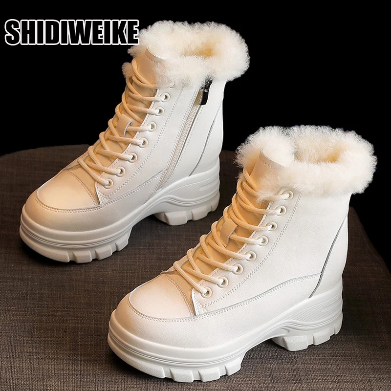 

2021 New fashion Women white ankle Boots motorcycle Boots Female Winter Shoes Woman punk Thick bottom Boots size 34-39 vc1834