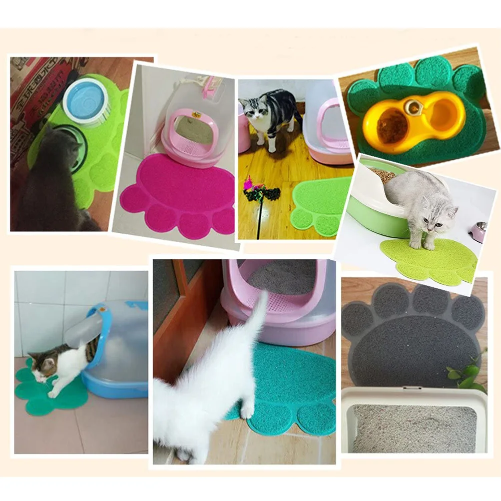 ПВХ собака кошка щенок котенок миска для еды водный коврик в форме лапы Кормление